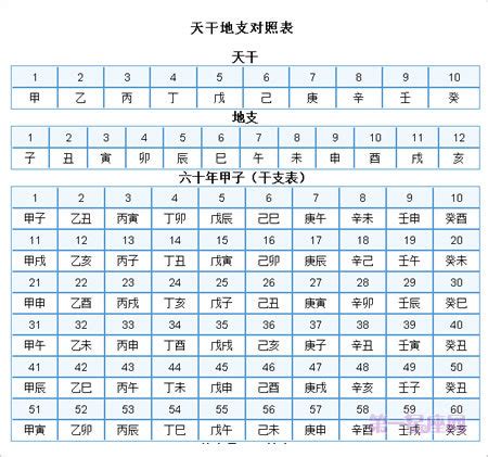 天干 地支 對照 表|十二天干地支对照表 十天干和十二地支详解